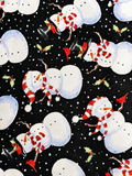 Brother Sister Christmas Snowmen Fabric