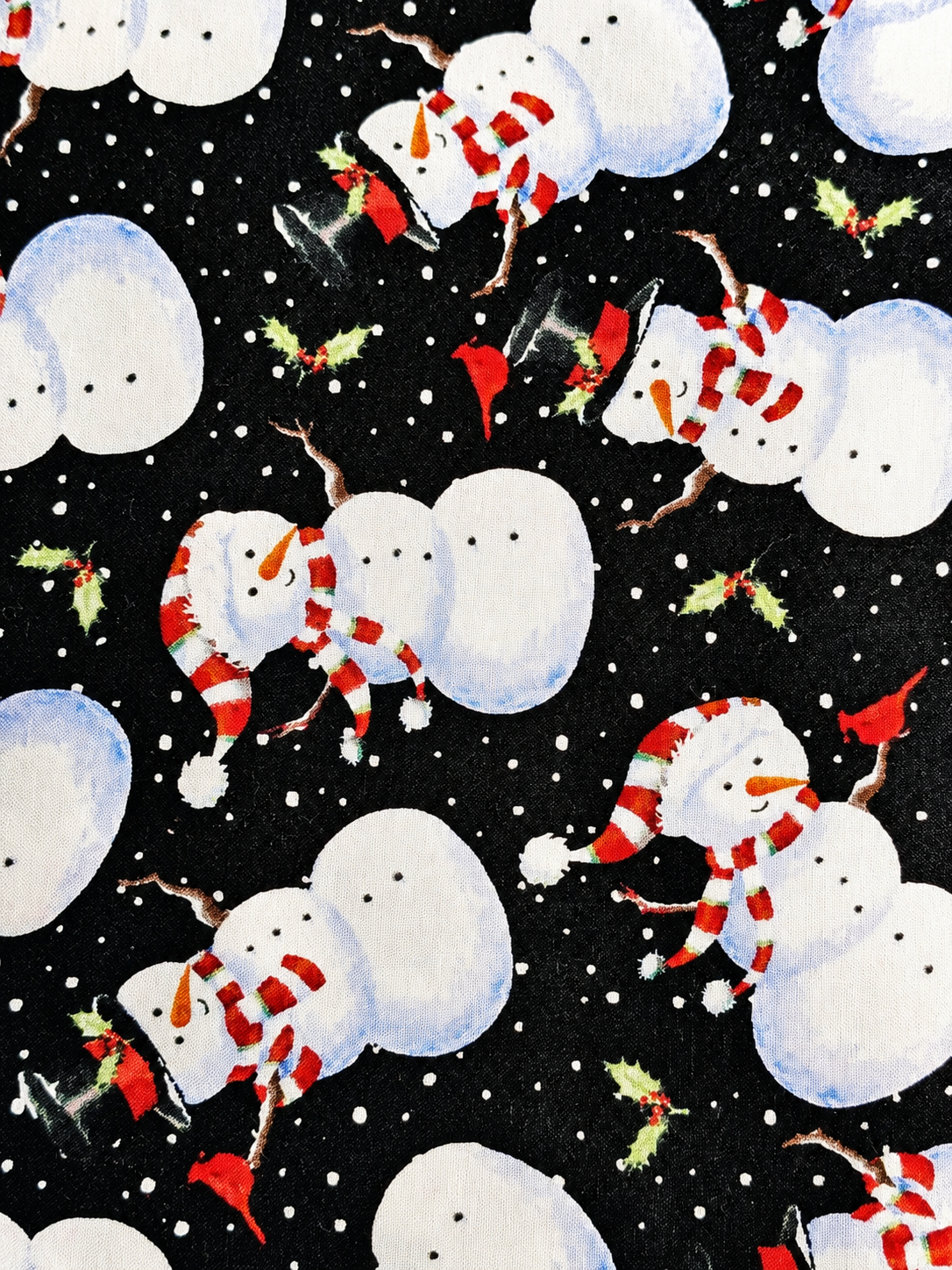Brother Sister Christmas Snowmen Fabric