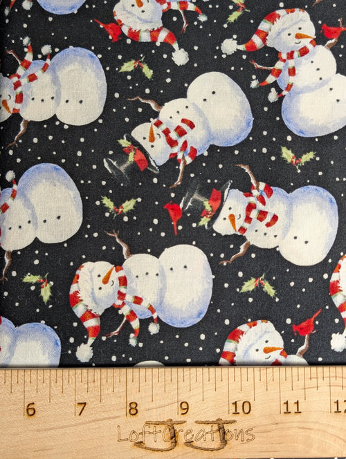 Brother Sister Christmas Snowmen Fabric